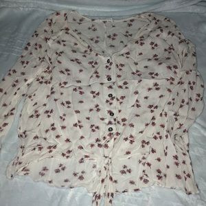 Tie up long sleeve blouse floral